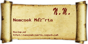 Nemcsek Márta névjegykártya